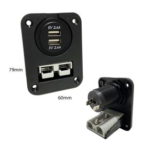Square Connector Panel With Dual 2.4A USB Socket